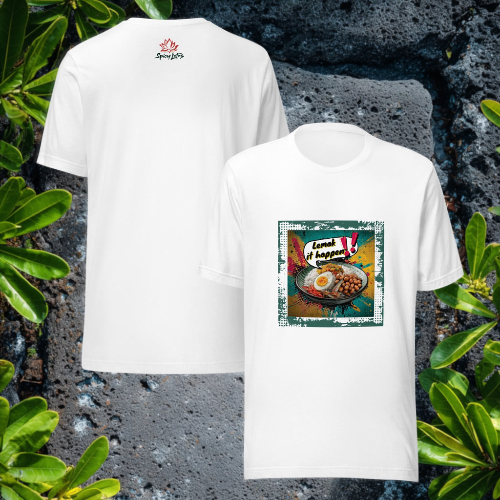 Front/Back view of Lemak It Happen graphic ghost t-shirt