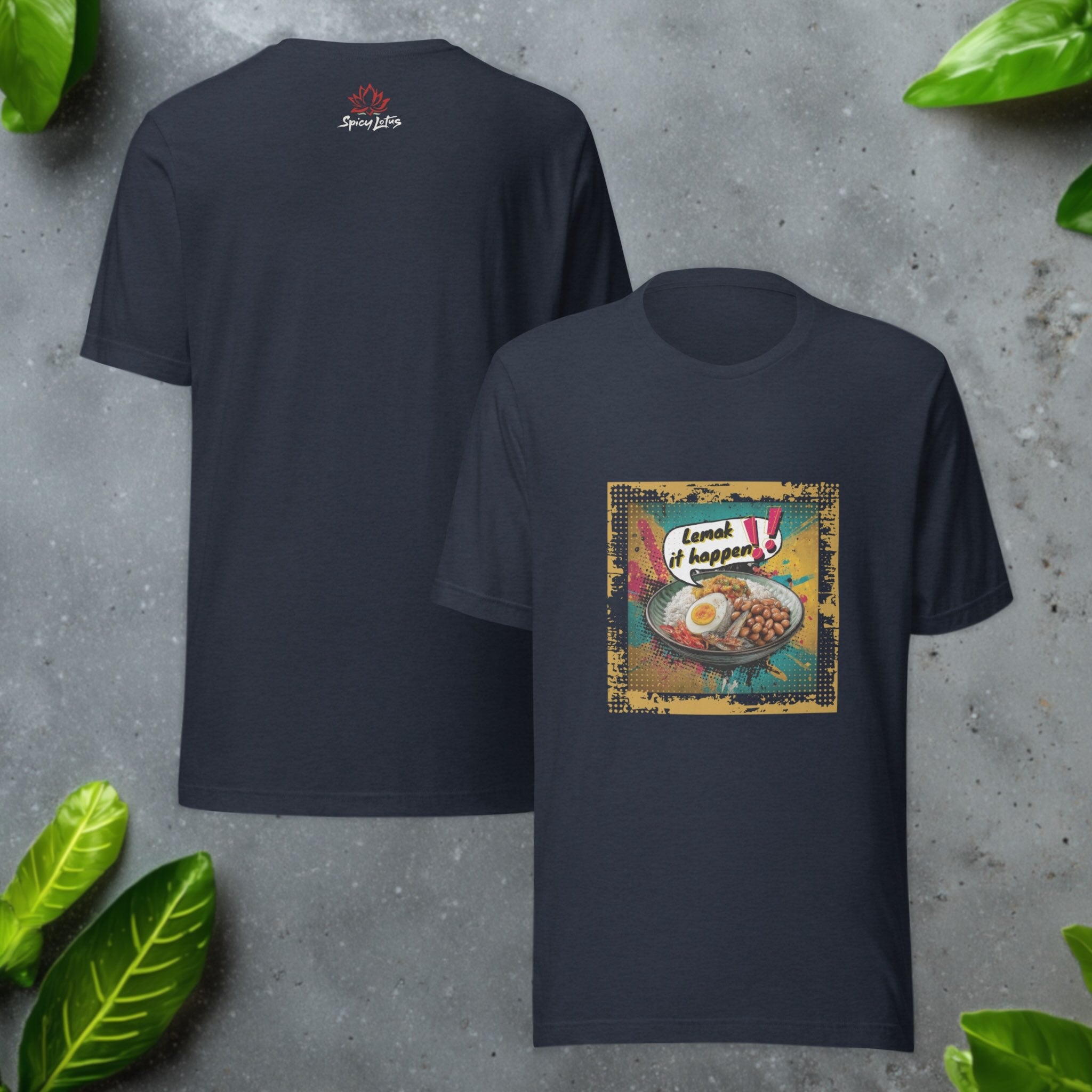 Front/Back view of Lemak It Happen graphic ghost t-shirt
