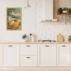 Mango sticky rice wall art on kitchen wall