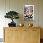 Pastel mochi cherry blossom illustration poster