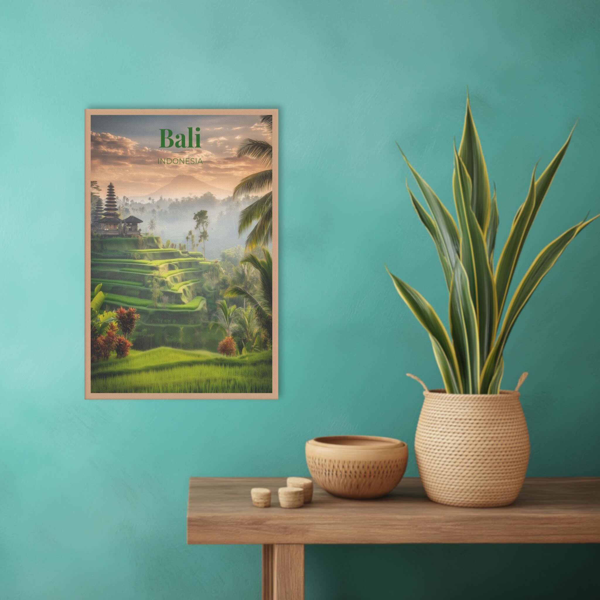 Vertical travel-inspired poster for calm, spiritual interiors