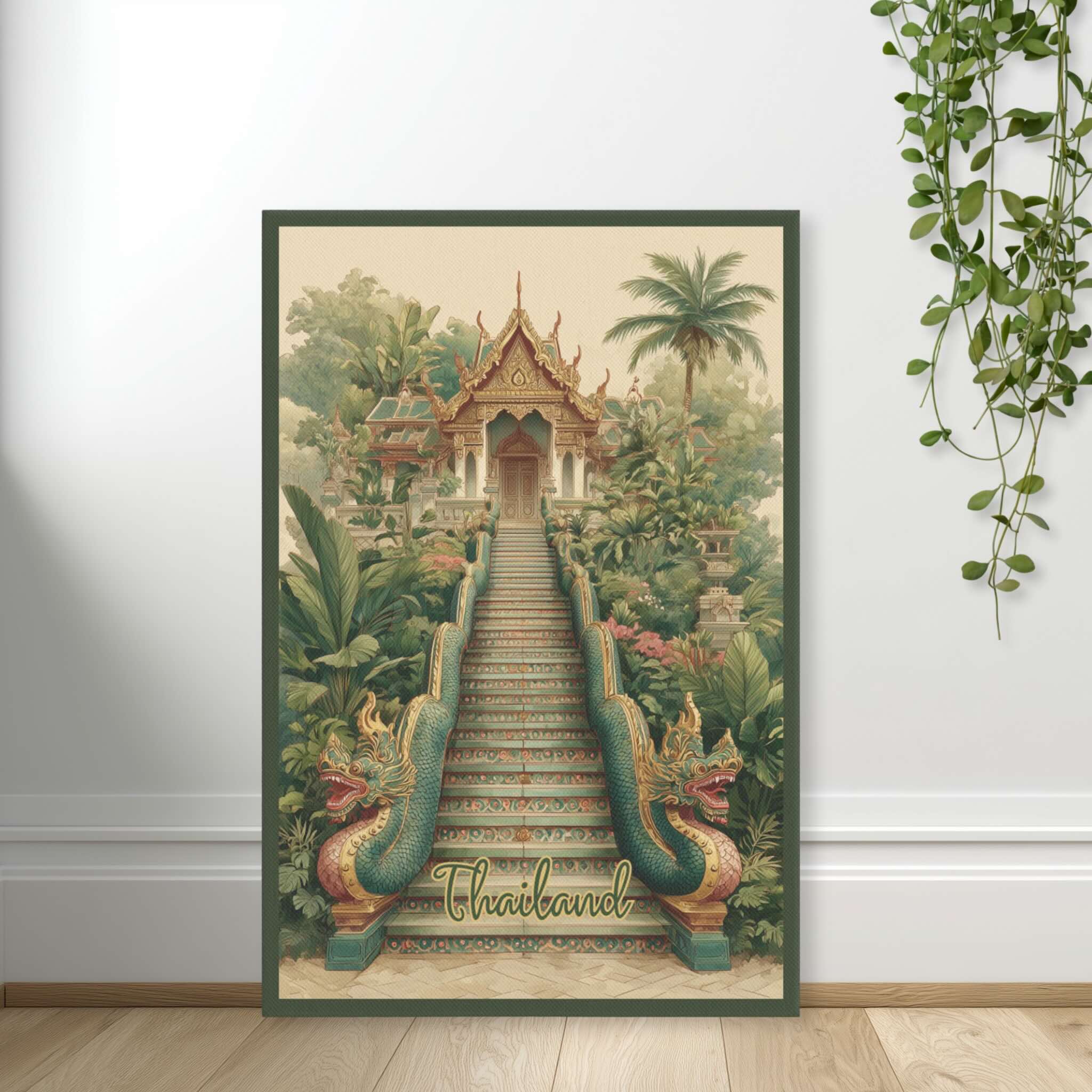 Southeast Asian sacred staircase vertical wall art standing