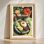 Malaysian cuisine illustration with coconut rice and sambal