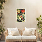 Travel-inspired food wall art poster for café interiors