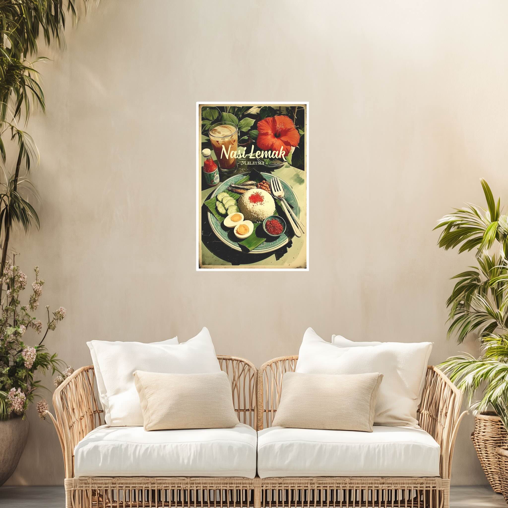 Travel-inspired food wall art poster for café interiors