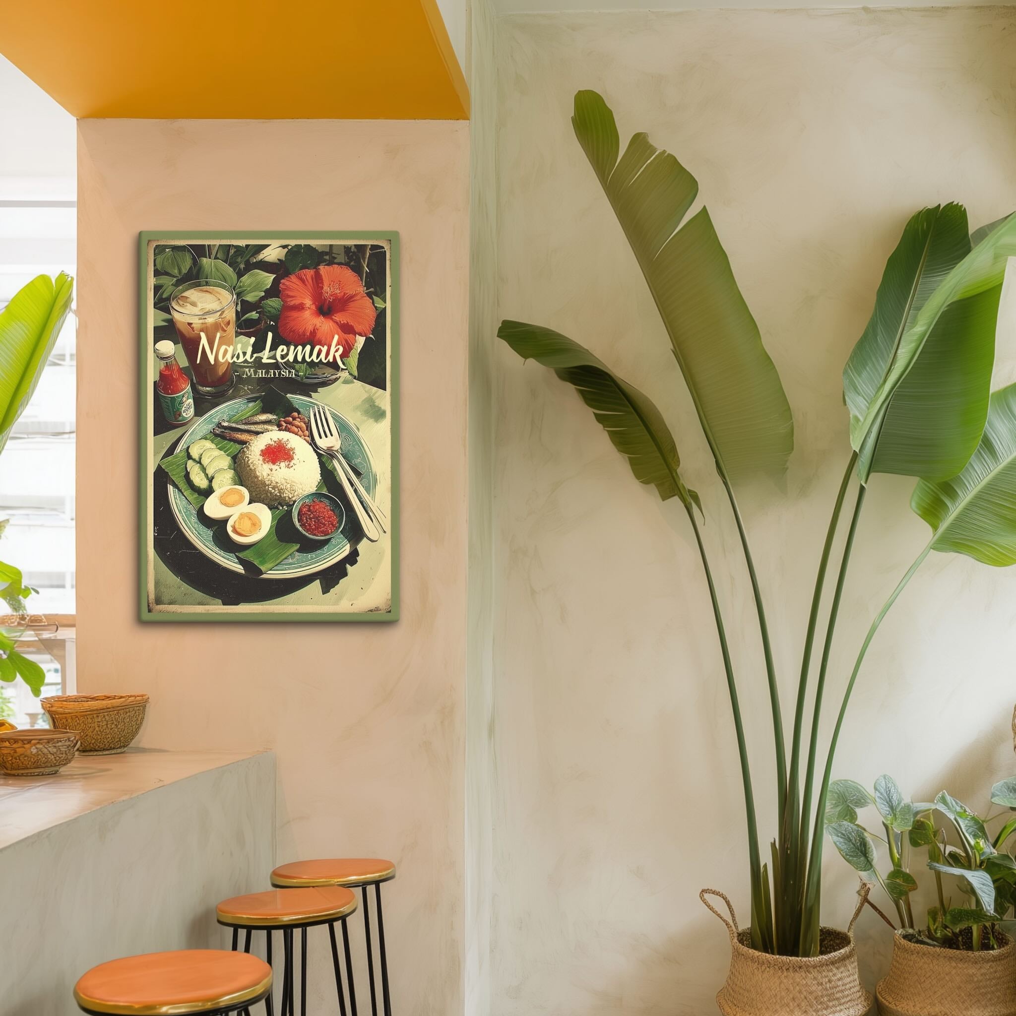 Southeast Asian street food canvas for kitchen decor