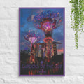 Singapore Supertrees and Marina Bay Sands neon skyline canvas