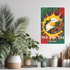 Pop-art Thai street food wall art in kitchen lifestyle setup