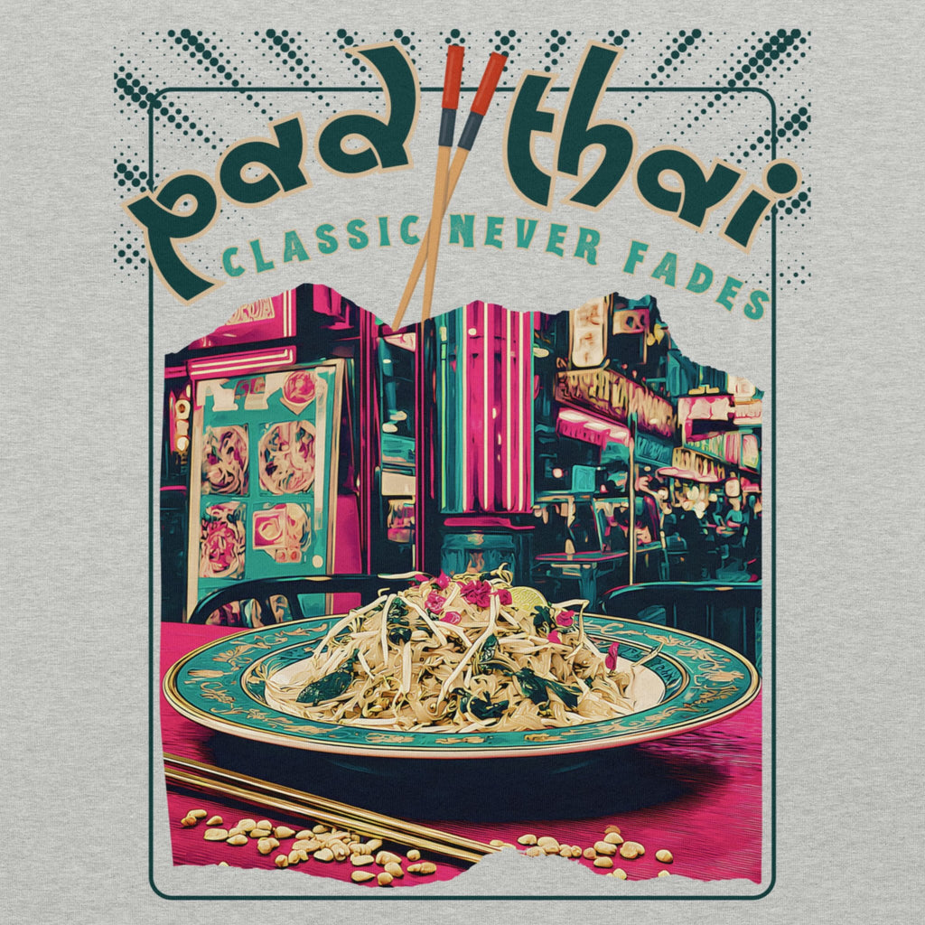 DTG print detail on Pad Thai backprint graphic tee