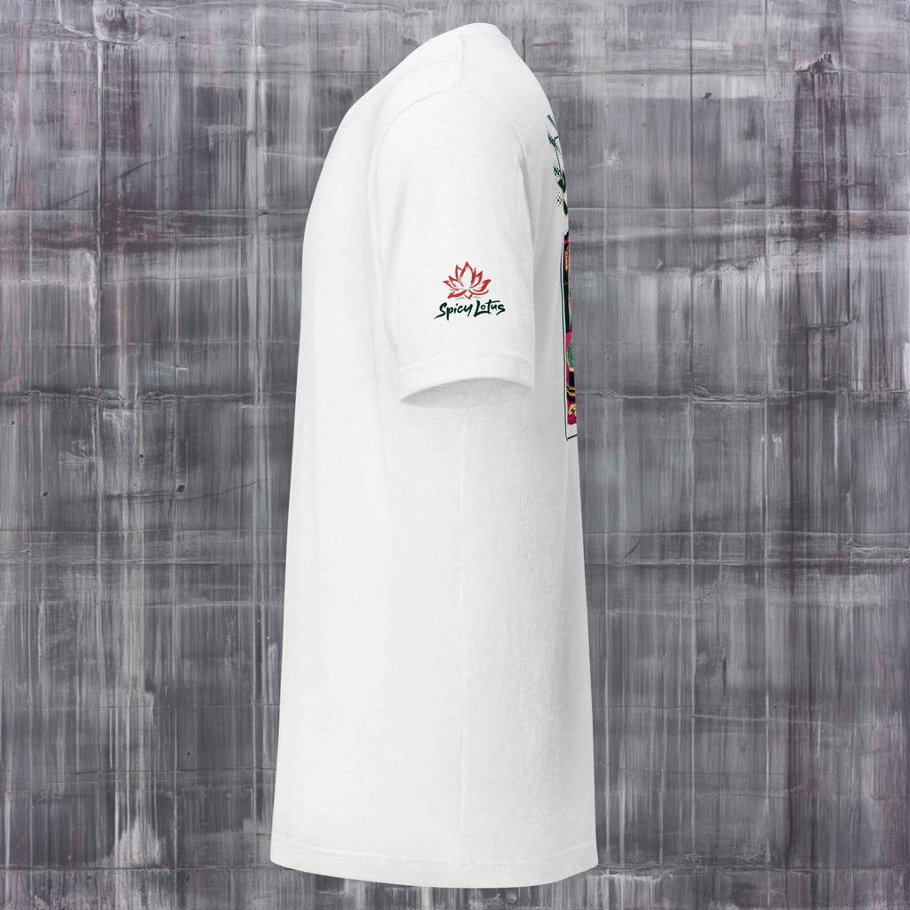 Left sleeve logo branding on Bella+Canvas 3001 t-shirt