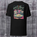 Black t-shirt with Pad Thai graphic design on a textured gray background