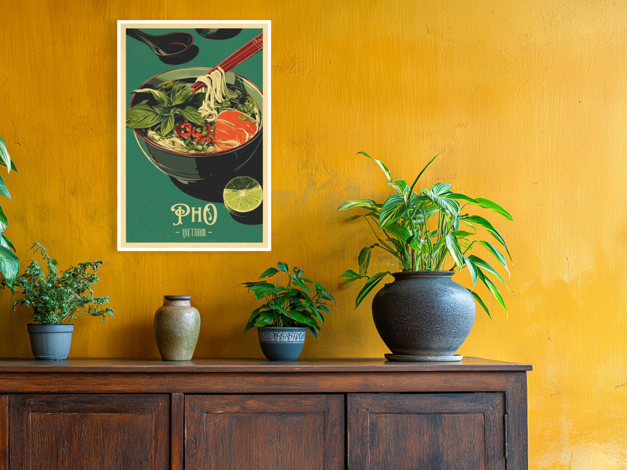 Vietnamese pho poster for kitchen and dining