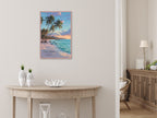 Painterly travel illustration of Phu Quoc island at sunset in living room