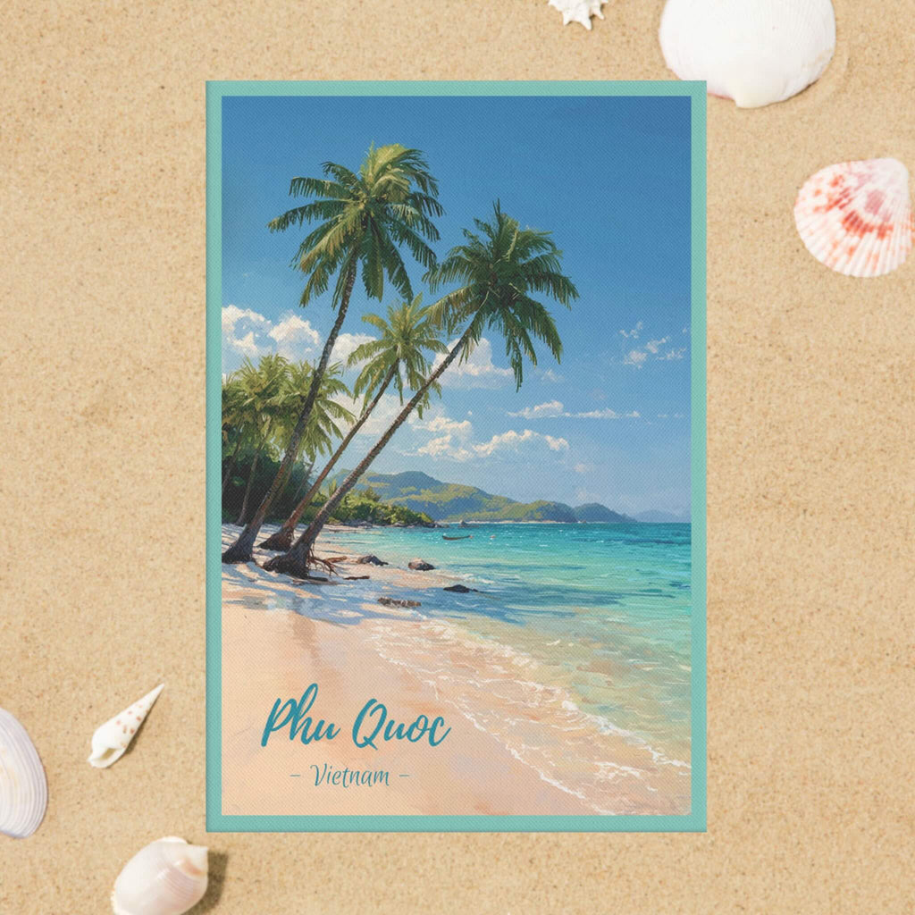 Vietnam island wall art with blue ocean and midday sun