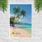 Phu Quoc poster with bright tropical beach and palm trees