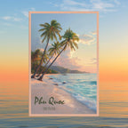 Vietnam island sunset wall art with turquoise ocean and palms