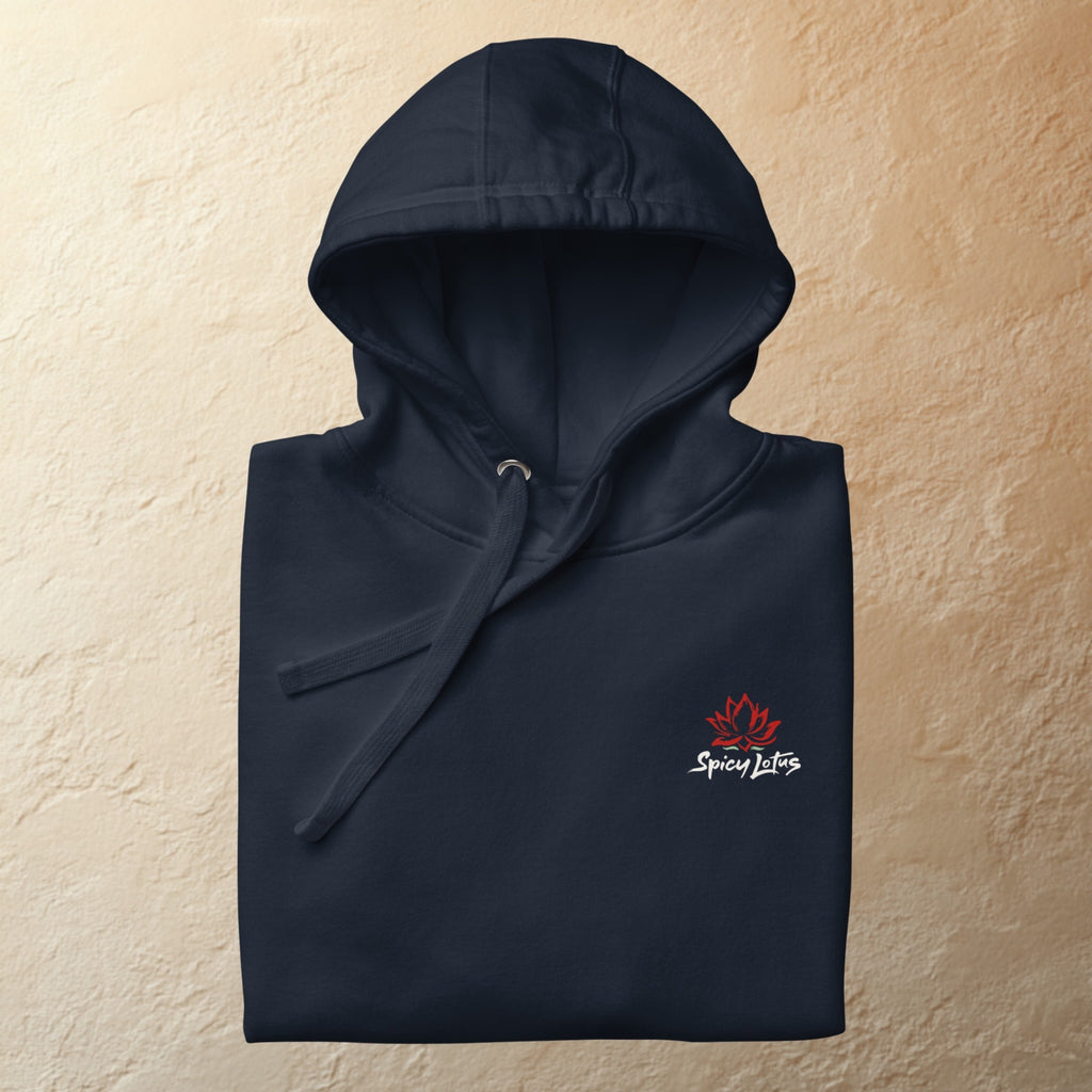 Flat drawstrings of Midnight Wave folded hoodie