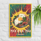 Thai Pad Krapao comic-style street food canvas
