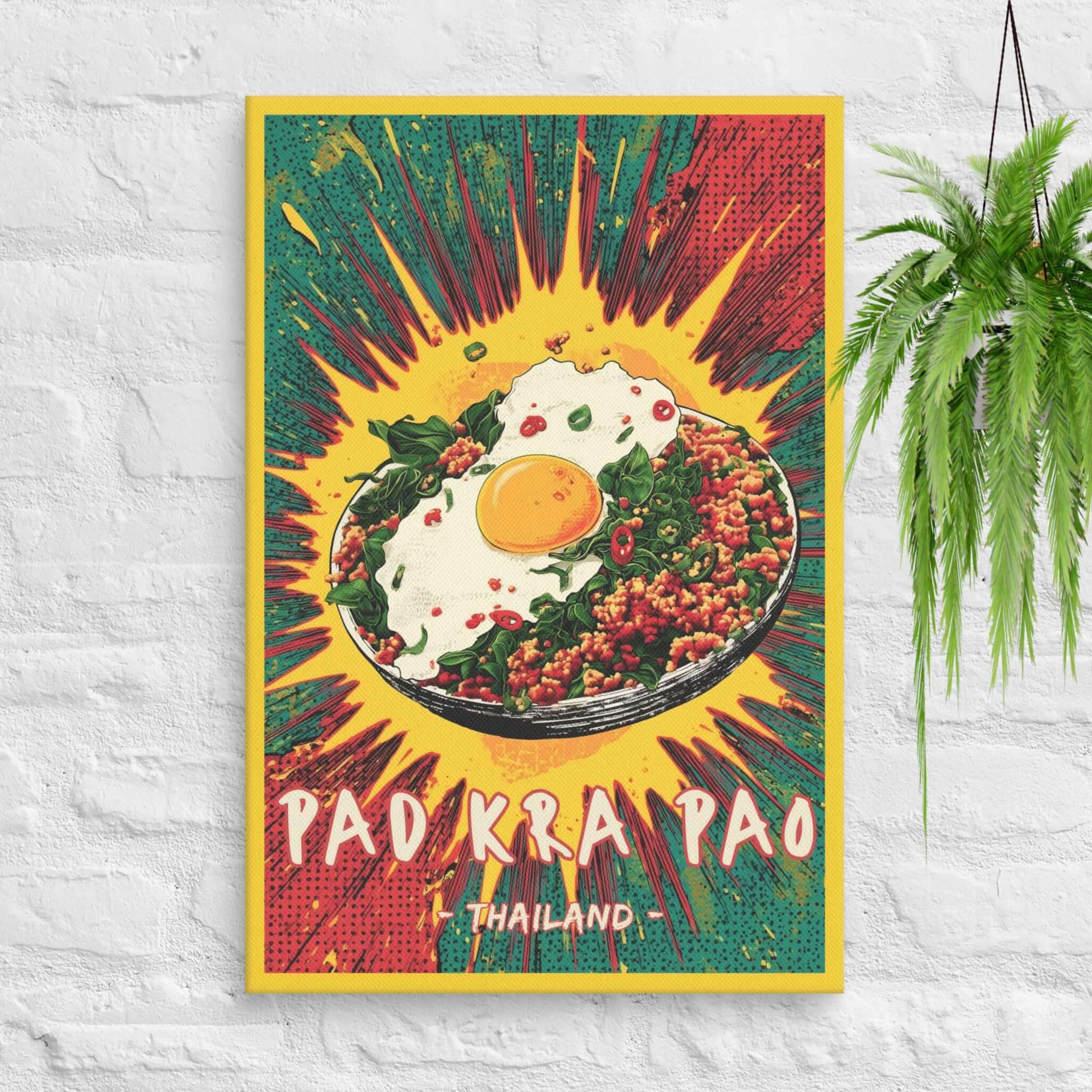 Thai Pad Krapao comic-style street food canvas