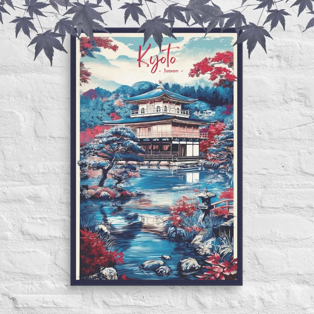 Kinkaku-ji Golden Pavilion Kyoto canvas with sapphire blue roofs