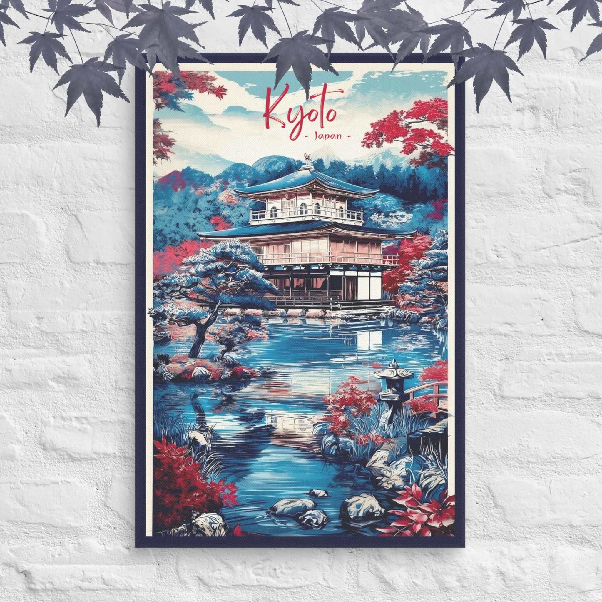 Kinkaku-ji Golden Pavilion Kyoto canvas with sapphire blue roofs