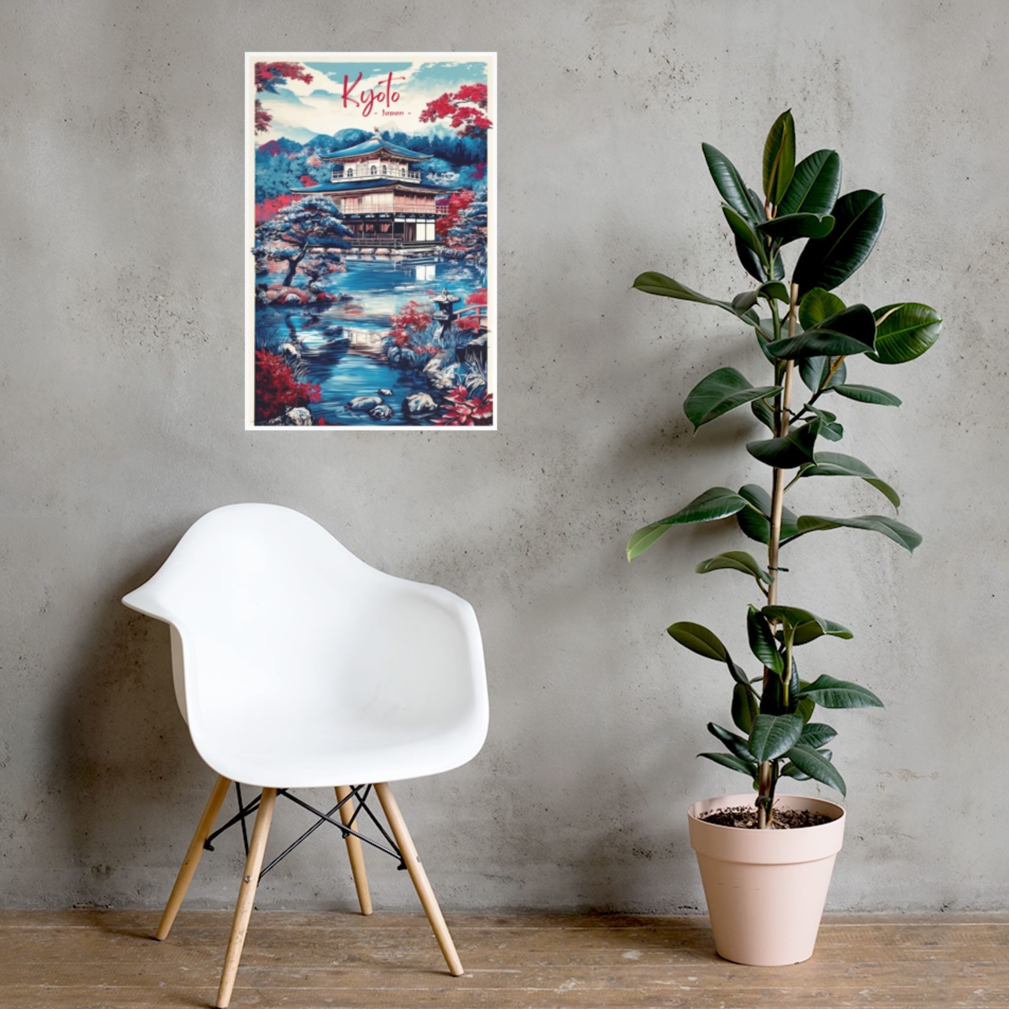 Expressive Asian cultural art on hallway wall