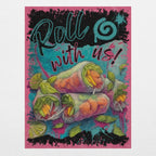 DTG print detail on summer rolls backprint tee