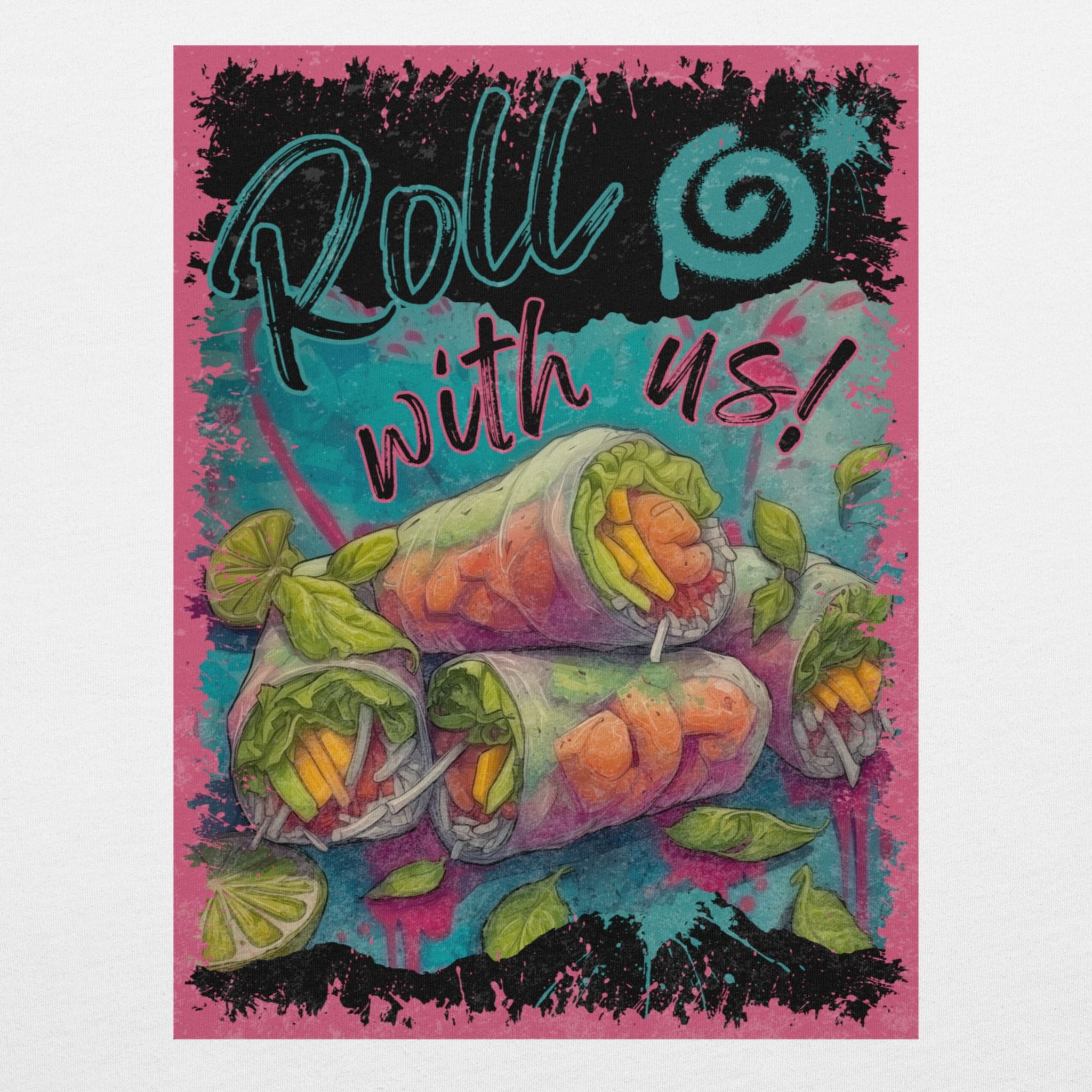 DTG print detail on summer rolls backprint tee