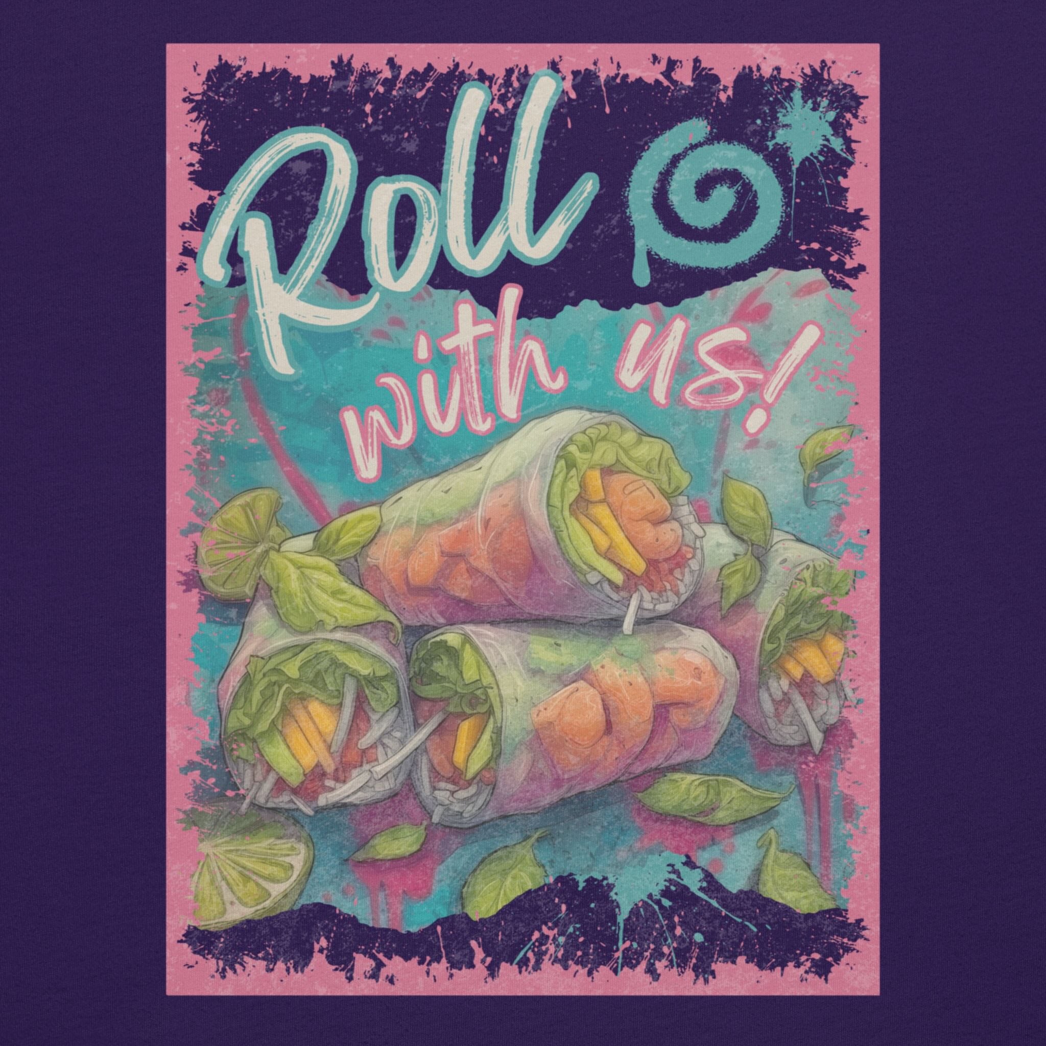 DTG print detail on summer rolls backprint tee