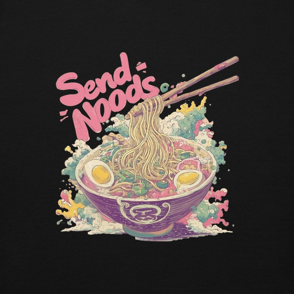 Close-up of vibrant ramen graphic DTG print