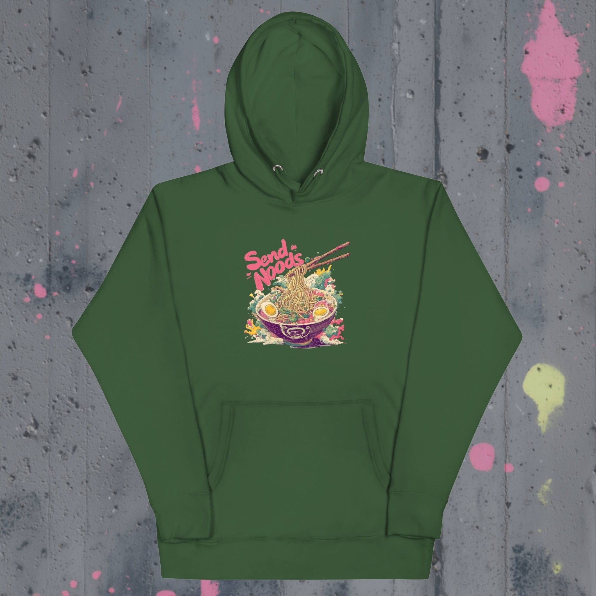Send Noods ramen street art Flatlay hoodie front print