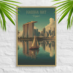 Minimal Marina Bay skyline canvas with calm reflections