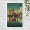 Minimal Marina Bay skyline poster with calm reflections
