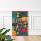 Modern urban wall art featuring Marina Bay Sands and cityscape standing against wall