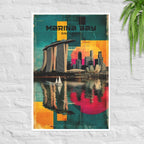 Singapore Marina Bay skyline minimal poster with calm colors