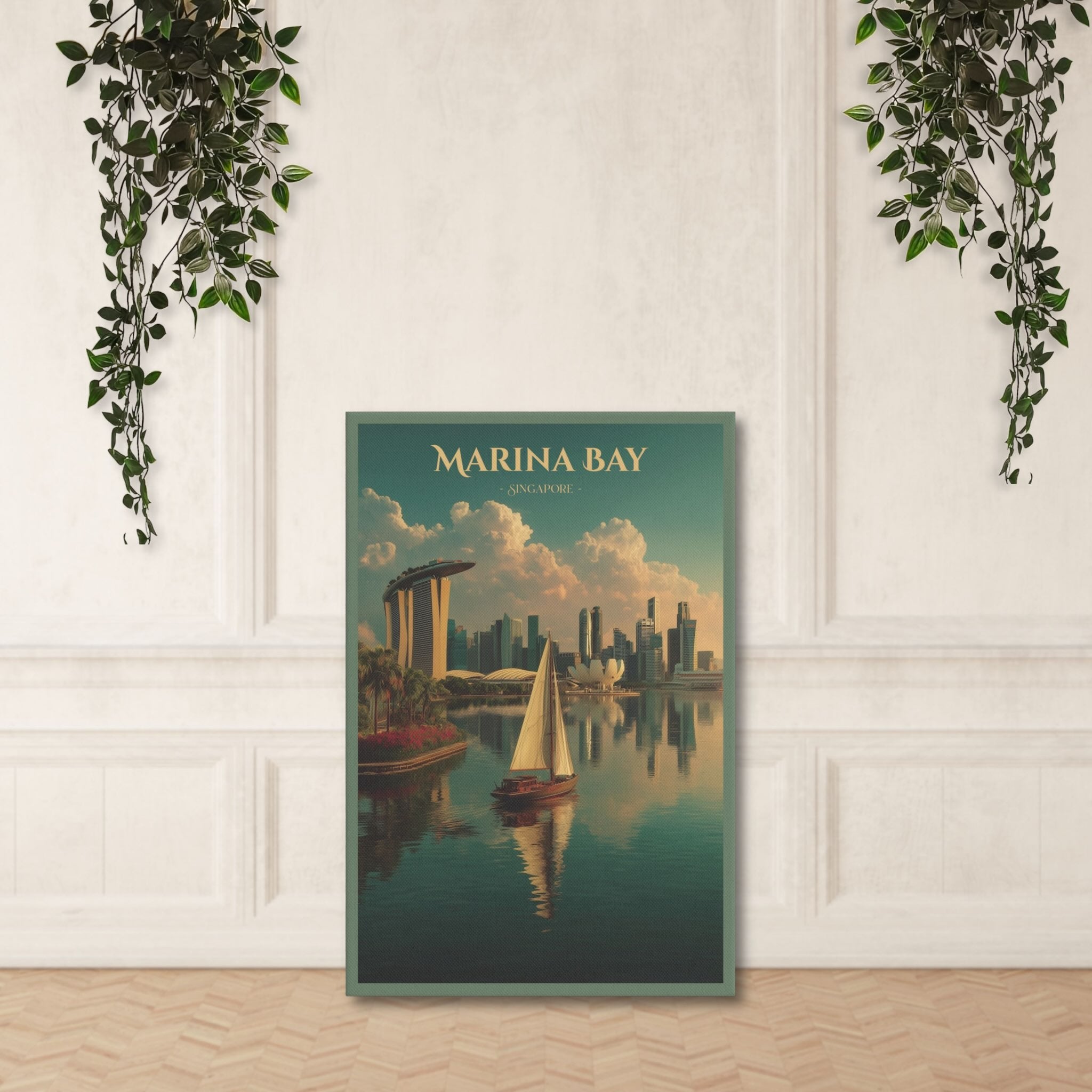 Calm urban Singapore wall art standing