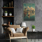 Singapore skyline illustration in modern minimal style for living room