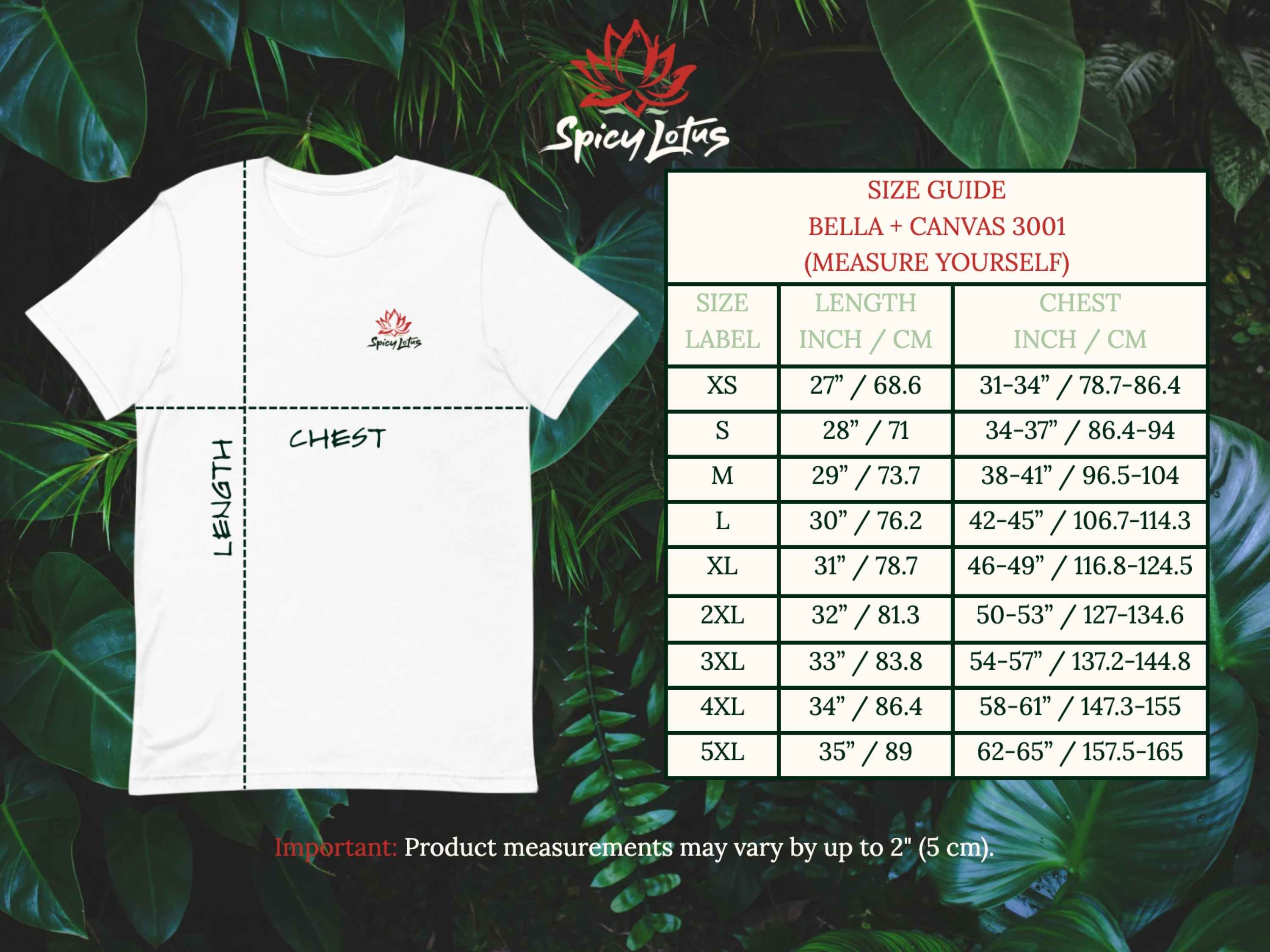 Size Guide: Measure Yourself for Bella Canvas 3001 T-Shirt