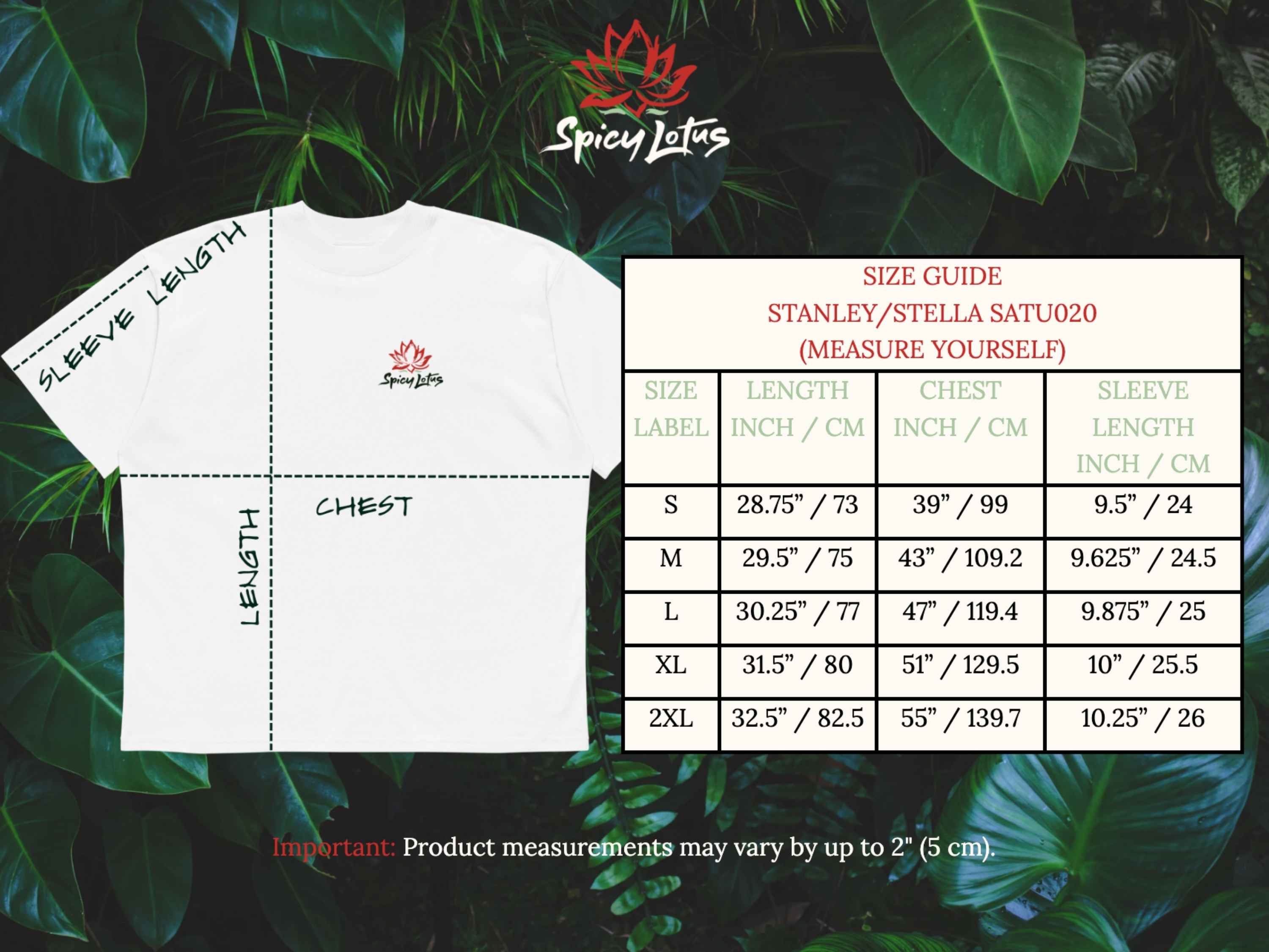 Size Guide: Measure Yourself for Stanley/Stella SATU020 Oversized T-Shirt