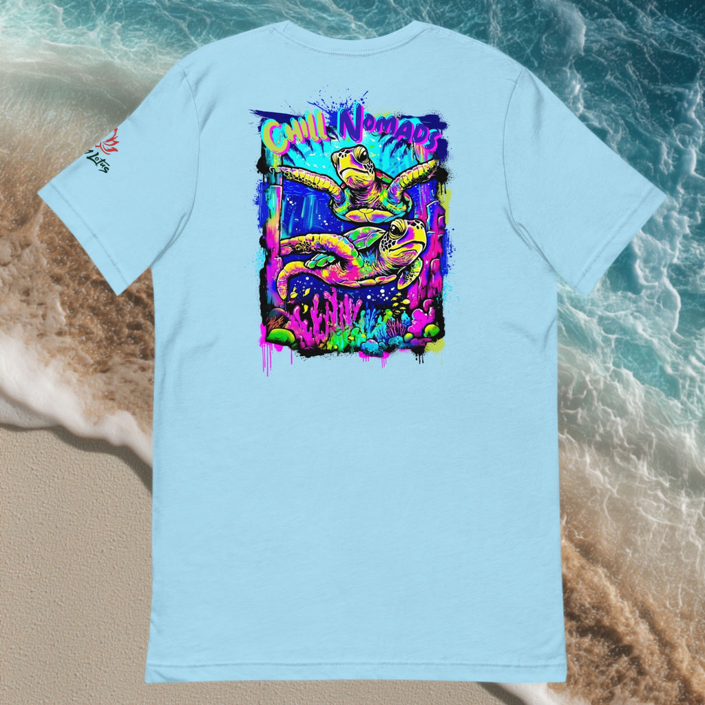 Front Chill Nomads Graffiti Reef print flatlay Tee