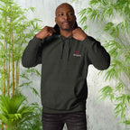 Small front chest logo on Midnight Wave hoodie