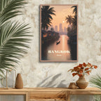 Atmospheric Bangkok wall art on living room wall