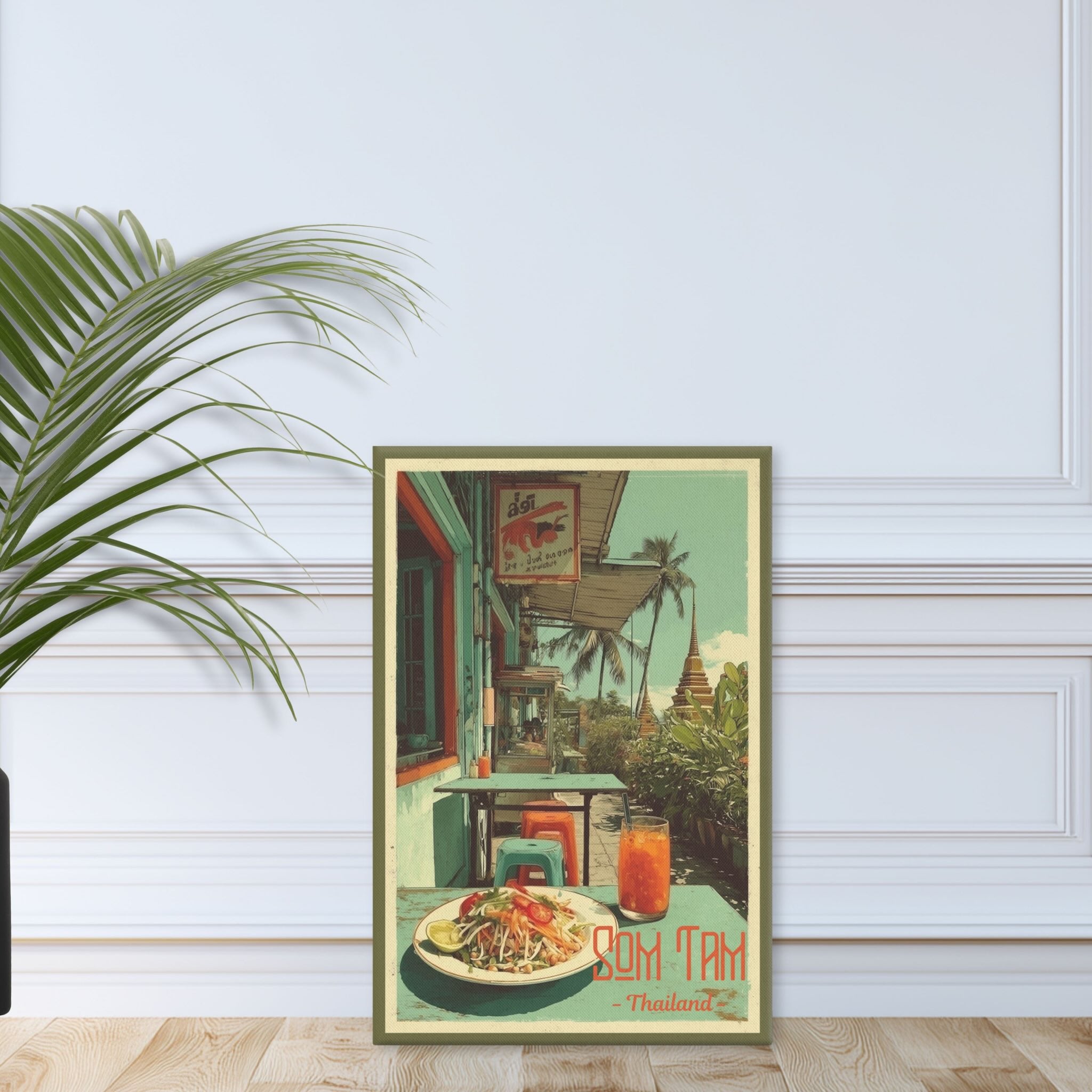 Thai street food vintage canvas wall art standing