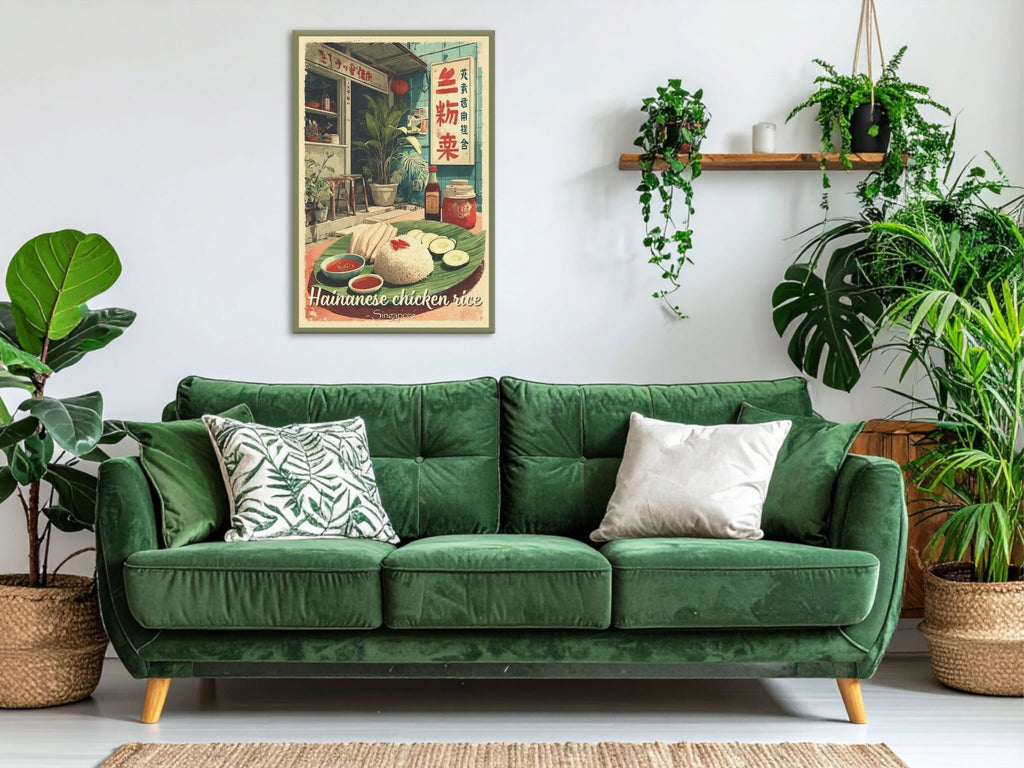 Modern urban Asian street food wall art in living room