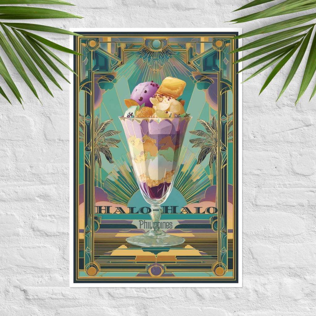 Filipino Halo-Halo dessert poster with Art Deco accents