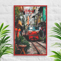 Hanoi Train Street canvas with dynamic urban energy