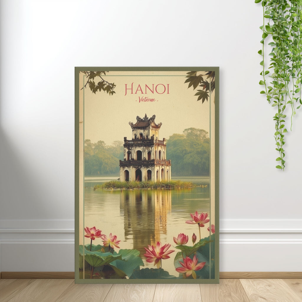 Vietnam wall art in vintage travel poster style standing canvas