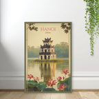 Vietnam wall art in vintage travel poster style standing canvas