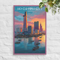 Ho Chi Minh City riverside skyline canvas at sunset