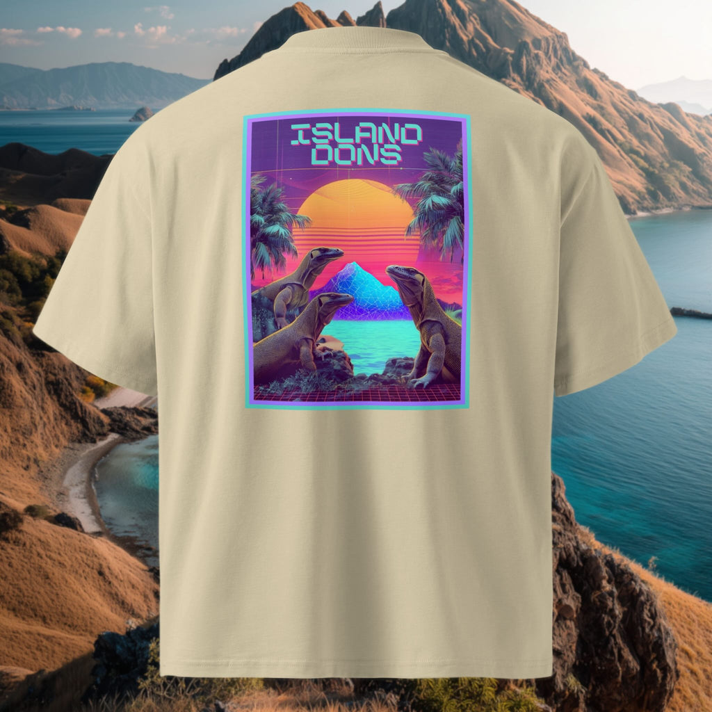 DTG backprint 100% organic combed cotton high-neck oversized tee with soft, breathable fabric